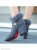 Plain Chunky High Heeled Velvet Point Toe Date Outdoor Short High Heels Boots