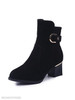 Plain Chunky High Heeled Velvet Point Toe Date Outdoor Short High Heels Boots