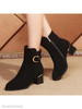 Plain Chunky High Heeled Velvet Point Toe Date Outdoor Short High Heels Boots