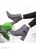 Plain Chunky High Heeled Velvet Point Toe Date Outdoor Short High Heels Boots