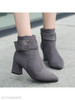 Plain Chunky High Heeled Velvet Point Toe Date Outdoor Short High Heels Boots