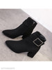 Plain Chunky High Heeled Velvet Point Toe Date Outdoor Short High Heels Boots