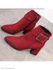 Plain Chunky High Heeled Velvet Point Toe Date Outdoor Short High Heels Boots