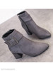 Plain Chunky High Heeled Velvet Point Toe Date Outdoor Short High Heels Boots