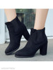 Plain Chunky High Heeled Velvet Round Toe Date Outdoor High Heels Boots