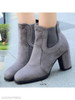 Plain Chunky High Heeled Velvet Round Toe Date Outdoor High Heels Boots