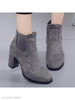 Plain Chunky High Heeled Velvet Round Toe Date Outdoor High Heels Boots