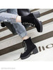 Plain Chunky High Heeled Velvet Round Toe Date Outdoor High Heels Boots