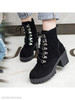 Plain Chunky High Heeled Velvet Round Toe Date Outdoor High Heels Boots