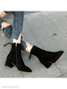 Plain Chunky High Heeled Velvet Round Toe Date Office High Heels Boots