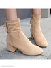 Plain Chunky High Heeled Velvet Round Toe Date Office High Heels Boots