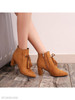 Plain Chunky High Heeled Velvet Round Toe Date Office High Heels Boots