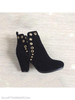 Plain Chunky High Heeled Velvet Round Toe Date Office High Heels Boots