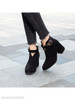 Plain Chunky High Heeled Velvet Round Toe Date Outdoor Boots