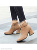 Plain Chunky High Heeled Velvet Round Toe Date Outdoor Boots