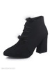 Plain Chunky High Heeled Velvet Point Toe Date Office Short High Heels Boots