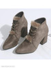 Plain Chunky High Heeled Velvet Point Toe Date Office Short High Heels Boots