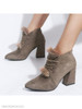Plain Chunky High Heeled Velvet Point Toe Date Office Short High Heels Boots