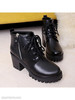 Plain Chunky High Heeled Round Toe Casual Date High Heels Boots