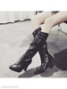 Plain Chunky High Heeled Round Toe Casual Date High Heels Boots