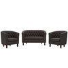 Prospect 3 Piece Upholstered Fabric Loveseat and Armchair Set