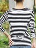 V Neck Single Breasted Stripes Long Sleeve T-Shirts