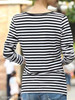 V Neck Single Breasted Stripes Long Sleeve T-Shirts