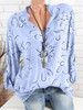 V Neck Loose Fitting Print Blouses