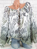 V Neck Loose Fitting Print Blouses