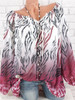 V Neck Loose Fitting Print Blouses