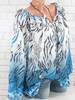V Neck Loose Fitting Print Blouses