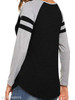 V Neck Loose Fitting Patchwork Color Block Long Sleeve T-Shirts