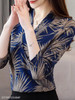 Turtle Neck Print Blouses