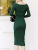Two Way Plain Decorative Button Knitted Midi Bodycon Dress
