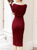 Two Way Plain Decorative Button Knitted Midi Bodycon Dress