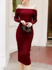 Two Way Plain Decorative Button Knitted Midi Bodycon Dress