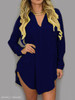 Turn Down Collar Patch Pocket Plain Shift Dress