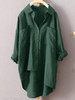 Turn Down Collar Loose Fitting Single Breasted Plain Blouses