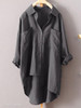 Turn Down Collar Loose Fitting Single Breasted Plain Blouses