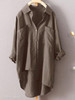 Turn Down Collar Loose Fitting Single Breasted Plain Blouses