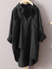 Turn Down Collar Loose Fitting Single Breasted Plain Blouses