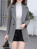 Notch Lapel Single Button Belt Loops Plain Coat