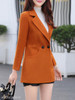 Notch Lapel Single Button Belt Loops Plain Coat