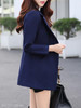 Notch Lapel Single Button Belt Loops Plain Coat