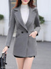 Notch Lapel Single Button Belt Loops Plain Coat