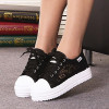 Lace Low Heeled Lace Criss Cross Round Toe Casual Sneakers