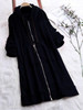 Hooded Zipper Plain Coat