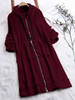 Hooded Zipper Plain Coat