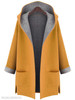 Hooded Patch Pocket Side Slit Color Block Roll Up Sleeve Coats