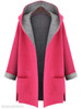 Hooded Patch Pocket Side Slit Color Block Roll Up Sleeve Coats